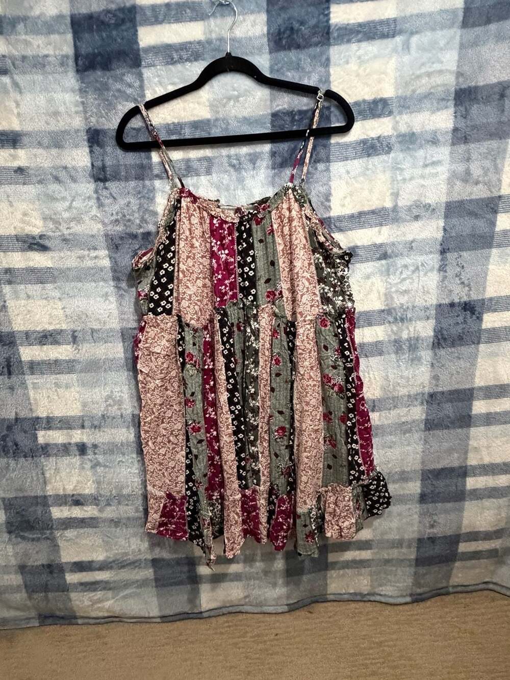 Loveriche Floral Patchwork Tiered Slip Dress 1X